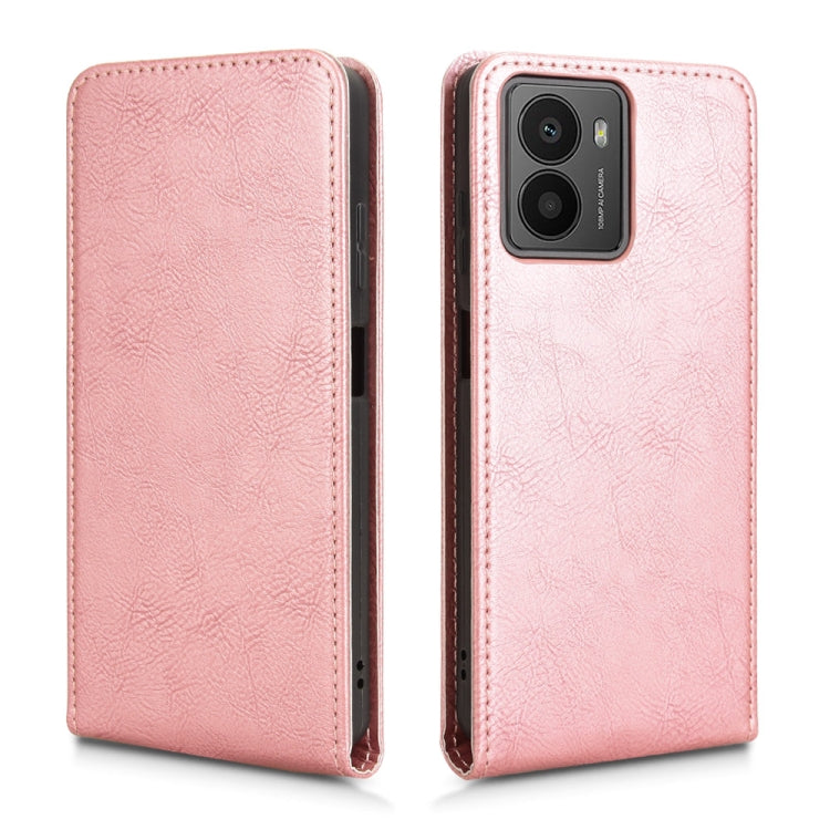 Funda de Cuero con Tapa Vertical Magnética para Teléfono Hmd Fusion 5G (Oro Rosa)