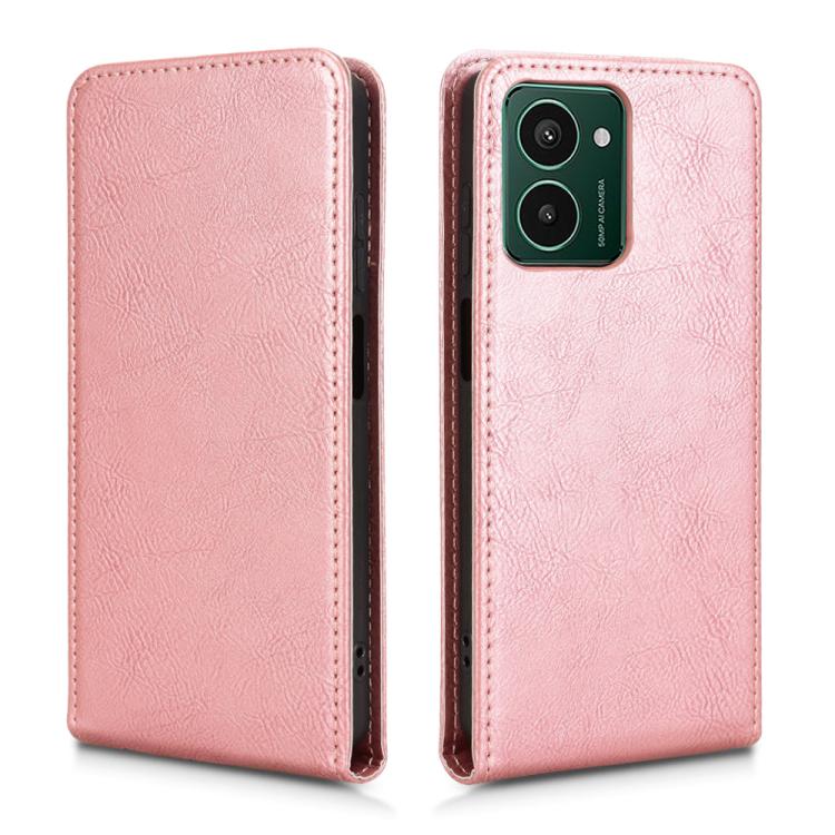 Funda de Cuero Magnética con Tapa Vertical para Teléfono Hmd Pulse / Pulse Pro / Pulse+ (Oro Rosa)