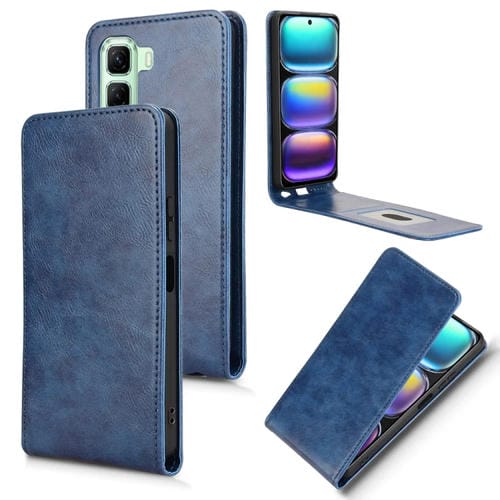 Funda de Cuero con Tapa Vertical Magnética para Teléfono Infinix Hot 50 4G (Azul)