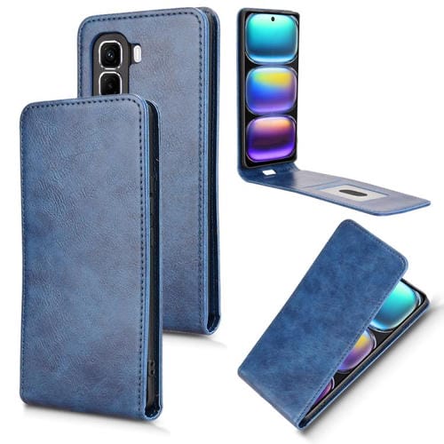 Funda de Cuero con Tapa Vertical Magnética para Infinix Hot 50 Pro 4G (Azul)