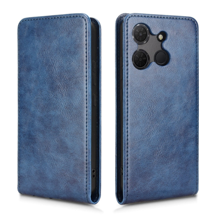 Funda de Cuero Magnética con Tapa Vertical para Teléfono TCL 503 (Azul)