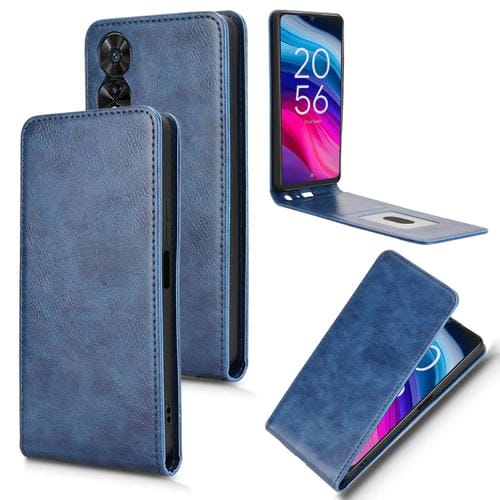 Funda de Cuero con Tapa Vertical Magnética para TCL 505 4G (Azul)