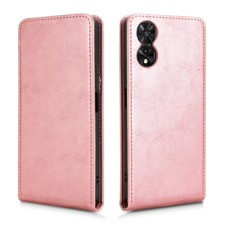 Funda de Cuero con Tapa Vertical Magnética para Teléfono TCL 505 4G (Oro Rosa)
