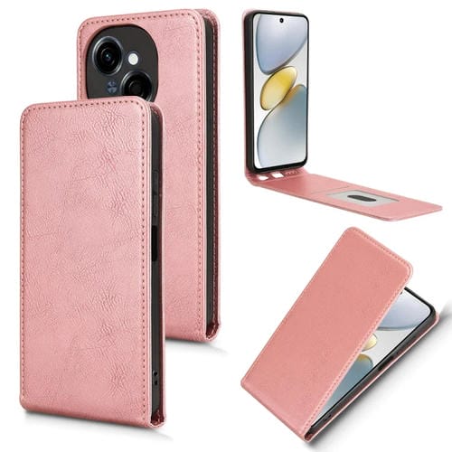 Funda de Cuero con Tapa Vertical Magnética para Tecno Spark Go 1 Pop 9 4G (Oro Rosa)