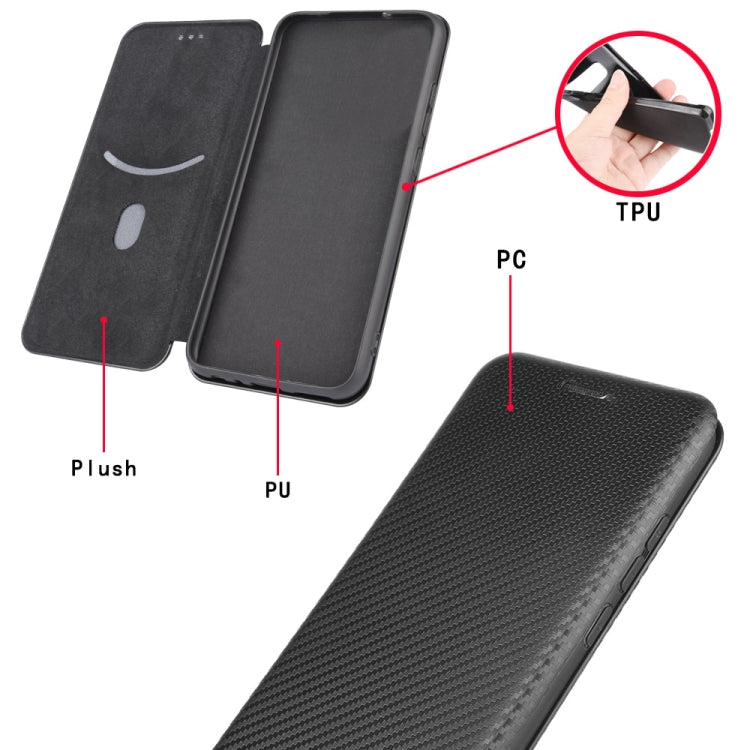 Para ZTE Blade A3 Lite Funda de cuero con textura de fibra de carbono magnética con tapa horizontal TPU + PC + PU con ranura para tarjeta (negro)