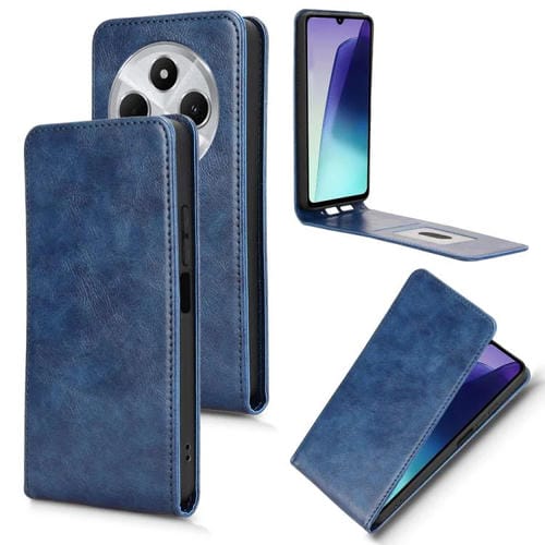 Funda de Cuero con Tapa Vertical Magnética para Redmi 14C 4G / 14R 5G (Azul)