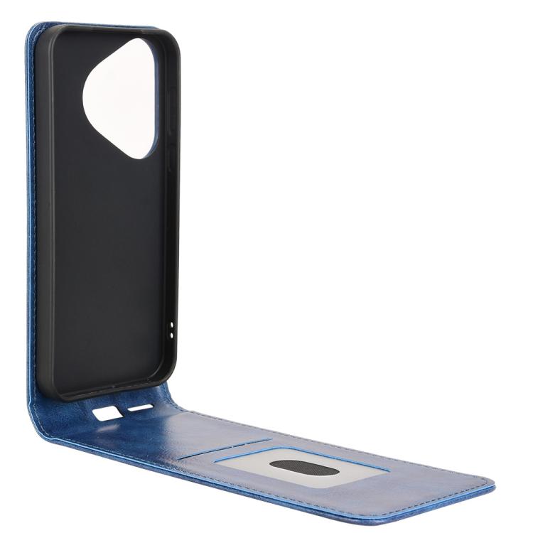 Funda de Cuero con Tapa Vertical Magnética para Huawei Pura 70 5G (Azul)