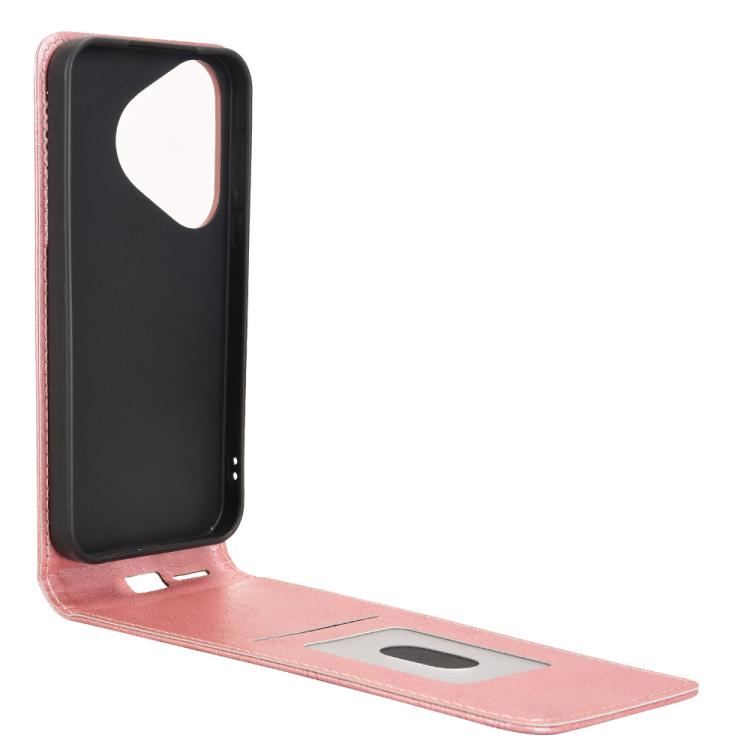 Funda de Cuero con Tapa Vertical Magnética para Huawei Pura 70 5G (Oro Rosa)