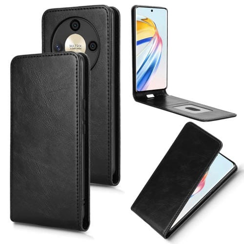 Funda de Cuero con Tapa Vertical Magnética para Honor Magic6 Lite X9B 5G (Negra)