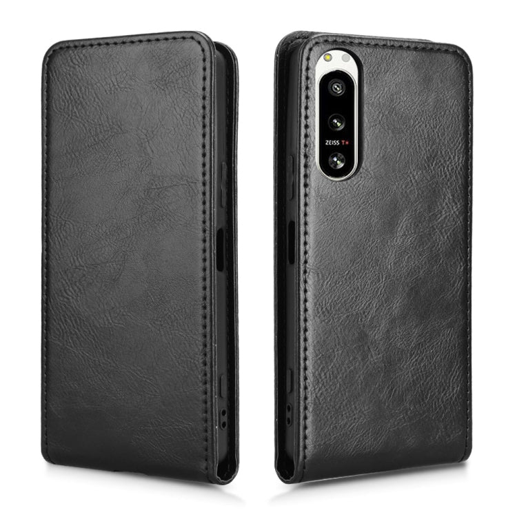 Funda de Cuero para Sony Xperia 5 IV con Tapa Vertical Magnética (Negra)