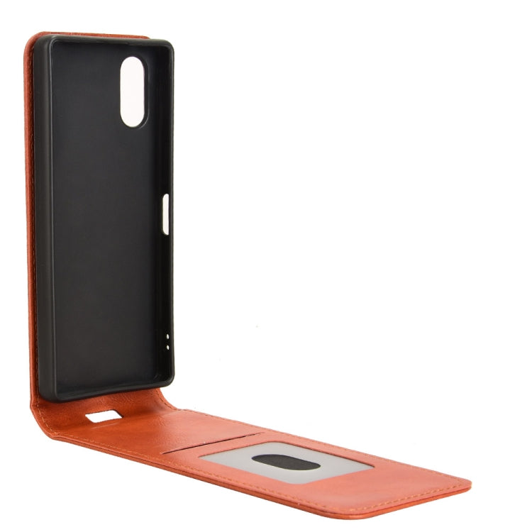 Funda de Cuero con Tapa Vertical Magnética para Sony Xperia 5 V (Marrón)