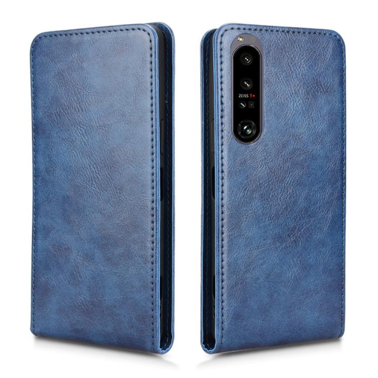 Funda de Cuero con Tapa Vertical Magnética para Sony Xperia 1 IV (Azul)