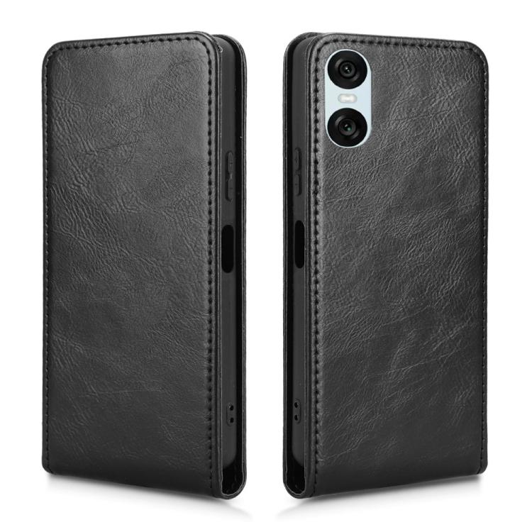 Funda de Cuero con Tapa Vertical Magnética para Sony Xperia 10 Vi (Negra)