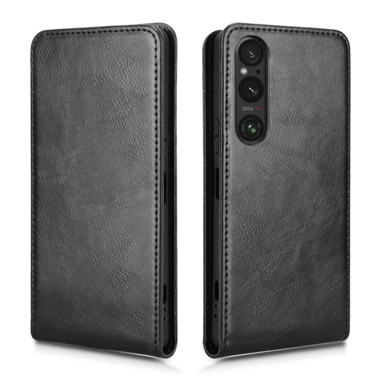 Funda de Cuero con Tapa Vertical Magnética para Sony Xperia 1 V (2023) (Negra)