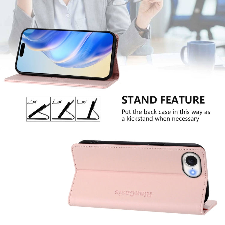 Funda de Cuero con Doble Pliegue y Succión Magnética para iPhone Se 2024 Rc01 (Rosa)