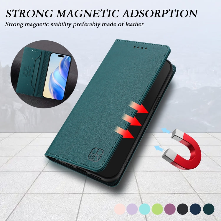 Funda de Cuero para iPhone 14/13 Rc01 Doble Pliegue y Succión Magnética (Verde Oscuro)