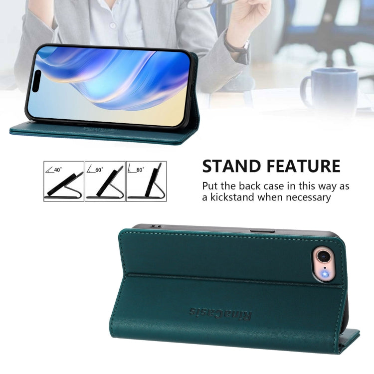 Funda de Cuero con Doble Pliegue y Succión Magnética para iPhone 7/8/Se 2022 Rc01 (Verde Oscuro)