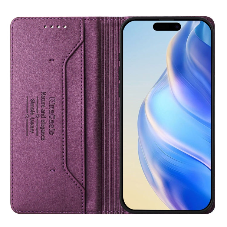 Funda de Cuero Rc01 para iPhone 13 Mini con Doble Pliegue y Succión Magnética (Violeta)