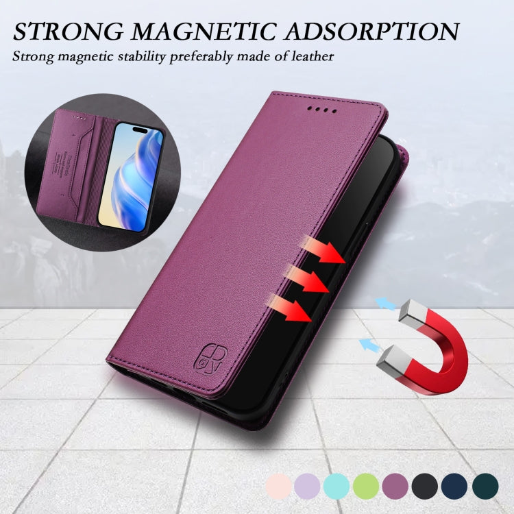 Funda de Cuero Rc01 para iPhone 13 Mini con Doble Pliegue y Succión Magnética (Violeta)