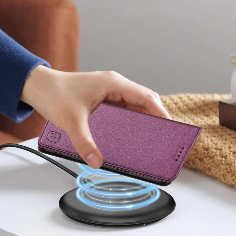 Funda de Cuero Rc01 para iPhone 13 Mini con Doble Pliegue y Succión Magnética (Violeta)