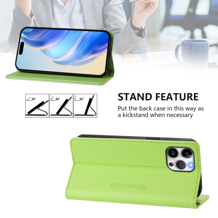 Funda de Cuero con Doble Pliegue y Succión Magnética para iPhone 12 Pro Max Rc01 (Verde Hierba)