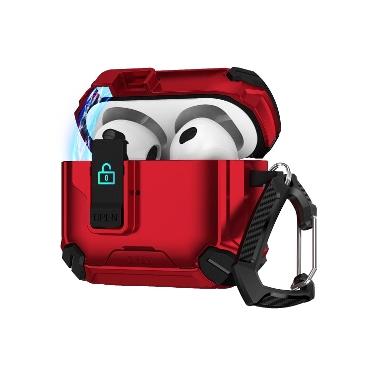 Estuche para Auriculares con Soporte Magnético Magsafe para AirPods 4 (Negro y Rojo)