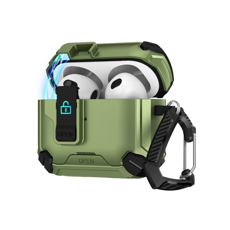 Estuche para Auriculares con Soporte Magnético Magsafe para AirPods 4 (Negro y Verde Militar)