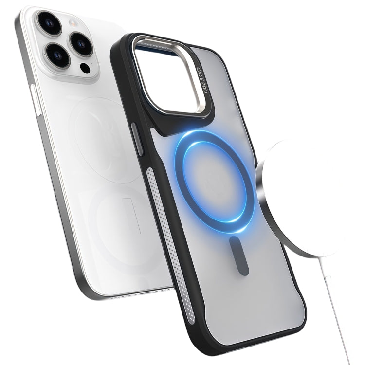 Funda Magnética para Teléfono Magsafe iPhone 15 Pro Max con Soporte de Metal (Negra)