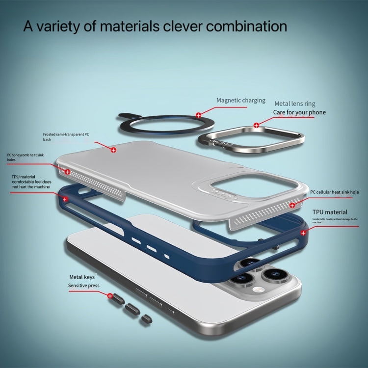 Funda Magnética para iPhone 16 Plus con Soporte de Metal Magsafe (Morado)