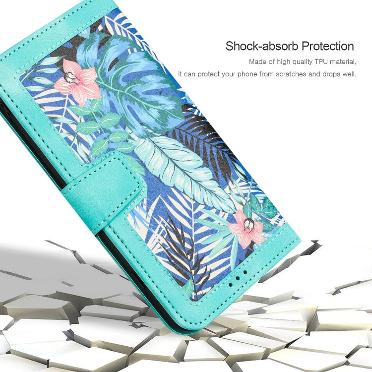 Funda de Cuero para iPhone 11 Pro Max con Estampado Floral y Cordón (Verde)