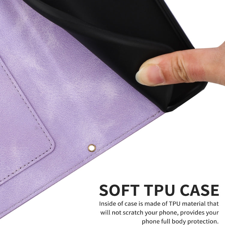 Funda para iPhone 11 Pro Cuero Estampado Floral con Cordón (Morado Claro)