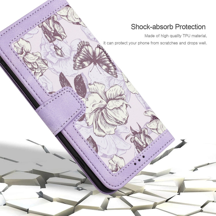 Funda para iPhone 11 Pro Cuero Estampado Floral con Cordón (Morado Claro)