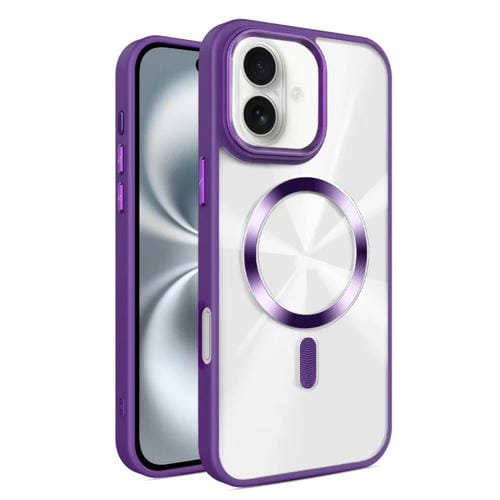 Funda para Teléfono Magsafe iPhone 16 Textura de Cd Brillante (Morado Oscuro)