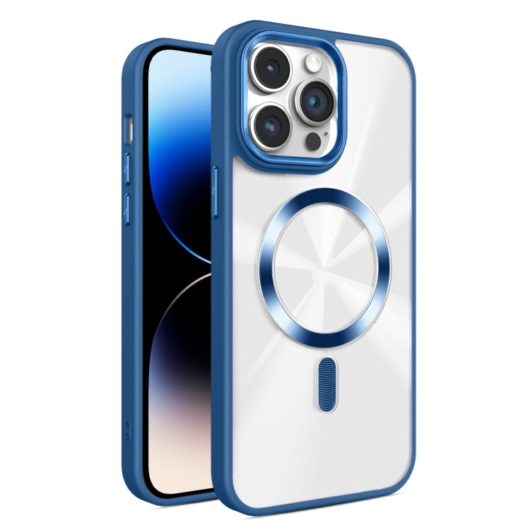 Funda para Teléfono Magsafe iPhone 14 Pro Textura Cd Brillante (Azul Real)