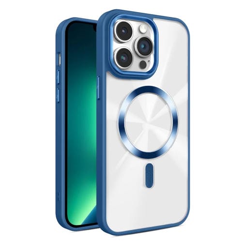 Funda para Teléfono Magsafe iPhone 13 Pro Max Textura Cd Brillante (Azul Real)