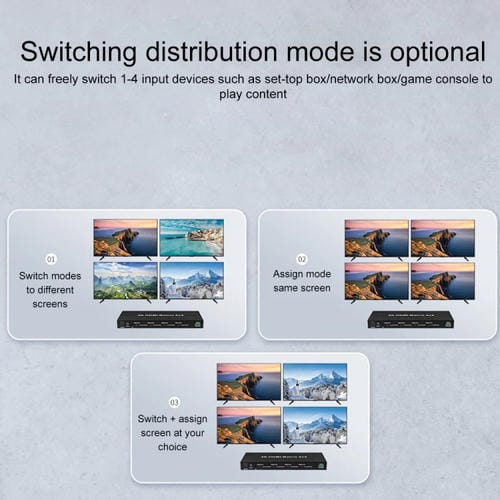 Conmutador de Matriz HDMI Measy Mt4344 4K 30 Hz 4 Entradas 4 Salidas Conmutación sin Interrupciones (Negro) Enchufe Australiano