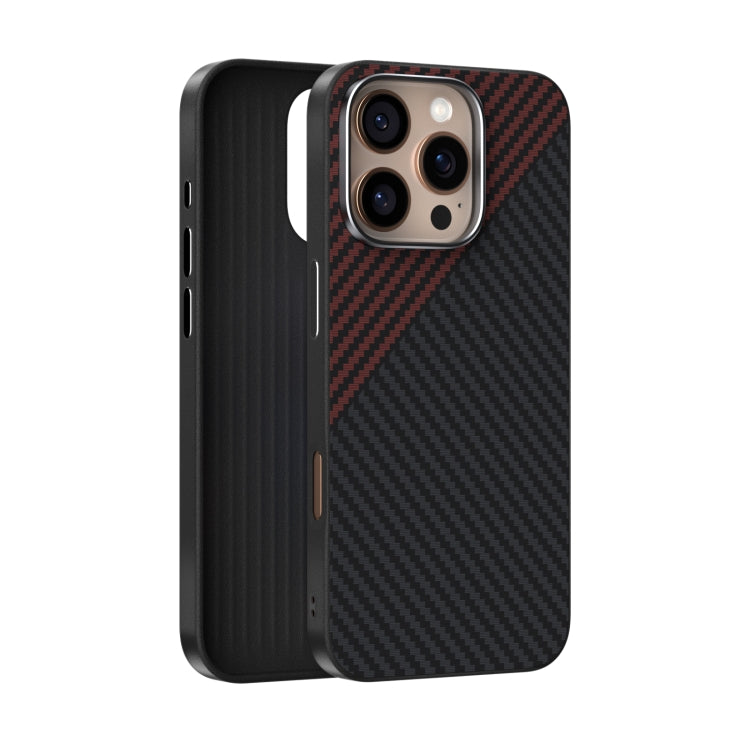Funda para Teléfono Abeel C Carbon Fiber Series 6D Micro Relief Magsafe para iPhone 16 Pro Max (Negro y Rojo)