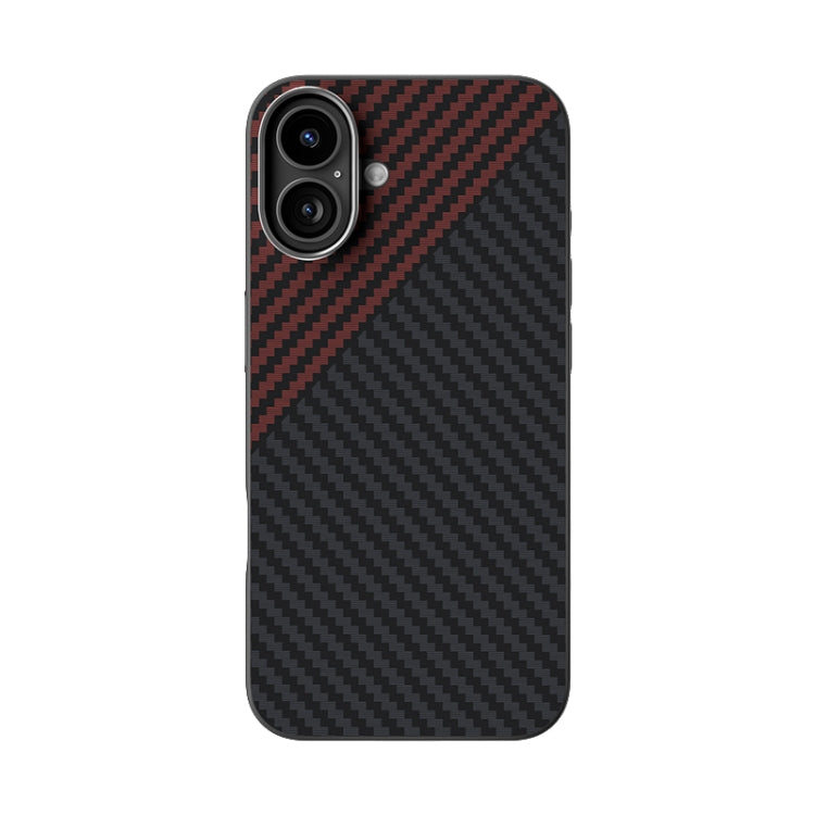 Funda para Teléfono Abeel C Carbon Fiber Series 6D Micro Relief Magsafe para iPhone 16 (Negro y Rojo)