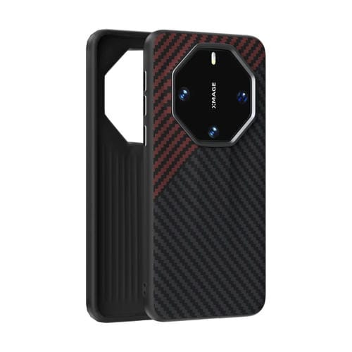 Funda para Teléfono Abeel C Microrelieve 6D Fibra de Carbono para Huawei Mate 60 Rs Ultimate (Negro y Rojo)