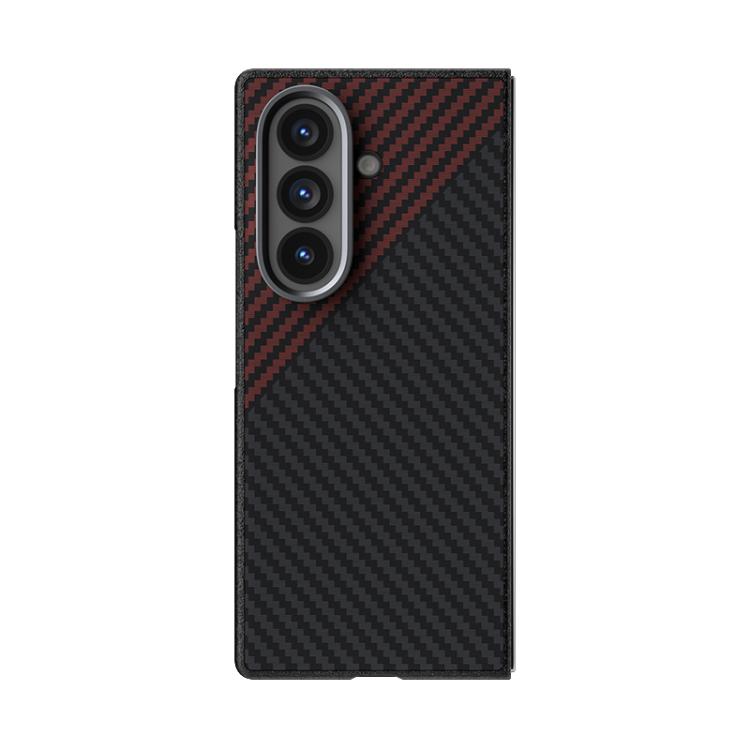 Funda para Samsung Galaxy Z Fold7 5G ABEEL C, serie de fibra de carbono 6D con microrelieve MagSafe (negro y rojo)