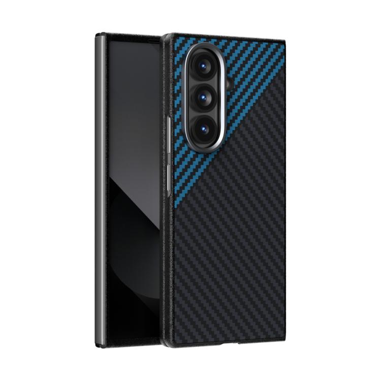 Funda de fibra de carbono ABEEL C para Samsung Galaxy Z Fold7 5G, con microrelieve 6D y MagSafe (negro y azul)
