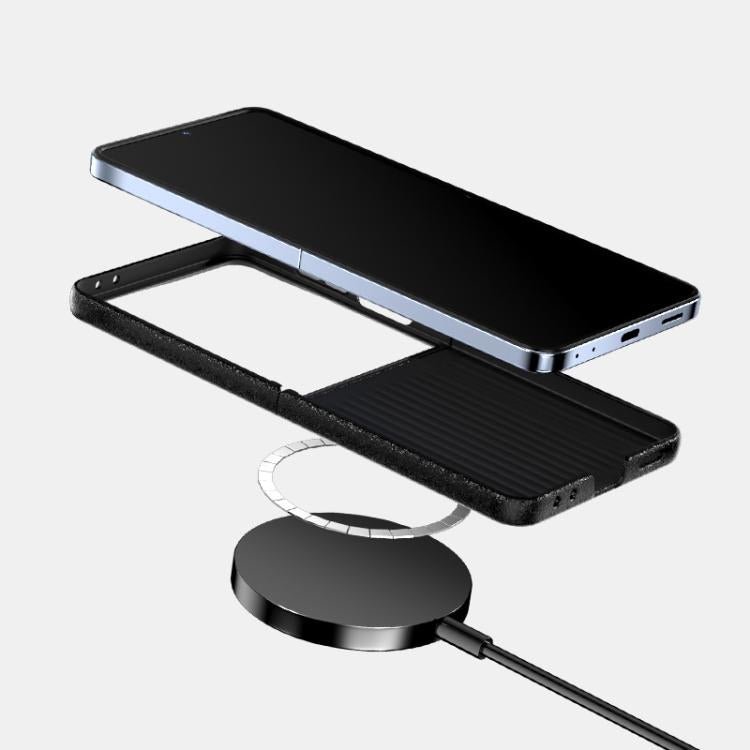 Funda de fibra de carbono ABEEL C para Samsung Galaxy Z Flip7 5G, con microrelieve 6D y MagSafe (negra)