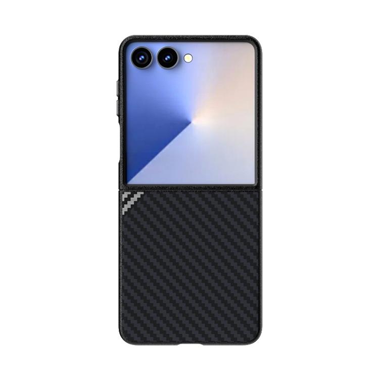 Funda de fibra de carbono ABEEL C para Samsung Galaxy Z Flip7 5G, con microrelieve 6D y MagSafe (negro y gris)