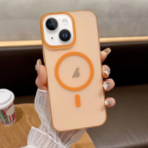 Funda para Teléfono iPhone 13 Magsafe Tapa Magnética PC Tacto Suave Arena (Naranja)