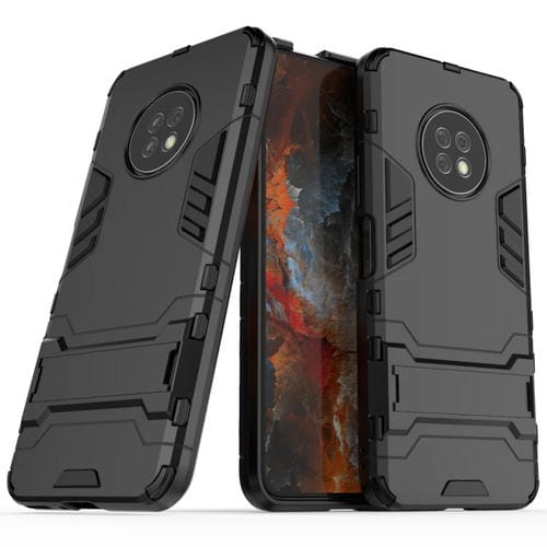Para Huawei Enjouy 20 Plus PC + TPU Funda protectora a prueba de golpes con soporte invisible dos en uno (Negro)