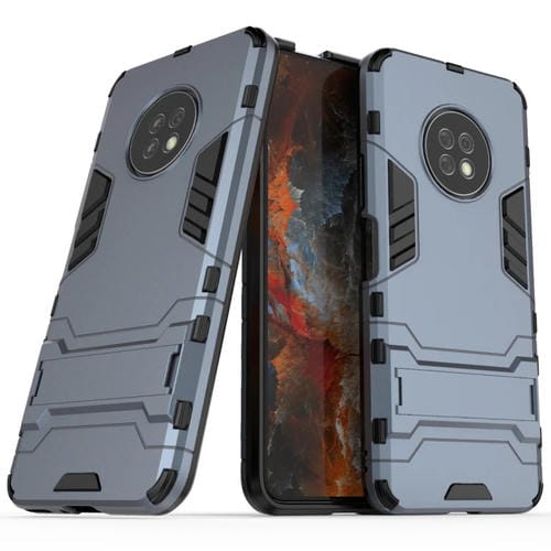 Para Huawei Enjouy 20 Plus PC + TPU Funda protectora a prueba de golpes con soporte invisible dos en uno (azul marino)