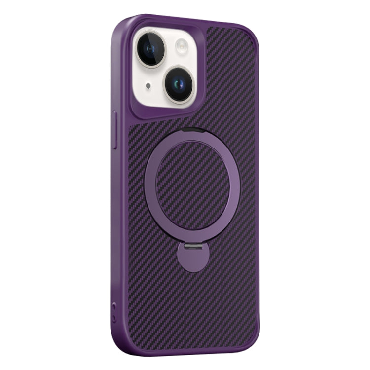 Funda para Teléfono Magsafe 360 Fibra de Carbono iPhone 15 Plus/14 Plus (Morado)