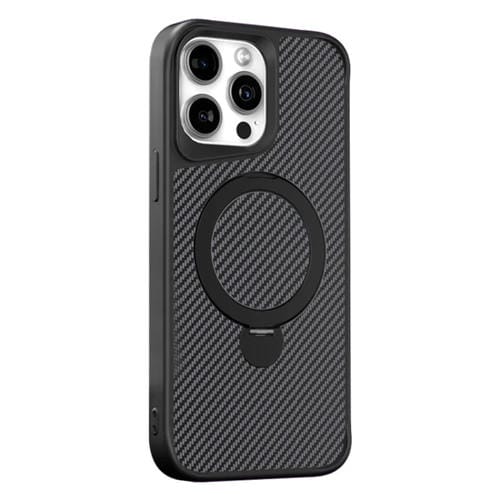 Funda para Teléfono con Soporte Magsafe 360 Textura Fibra de Carbono iPhone 13 Pro (Negra)