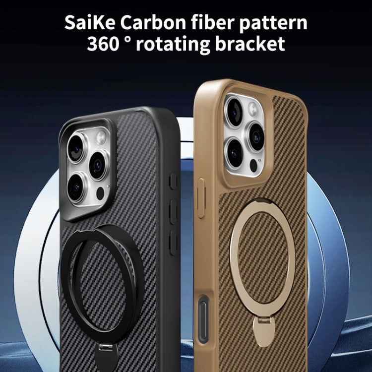 Funda para teléfono iPhone 11 Pro con soporte Magsafe 360 y textura de fibra de carbono (Morado)