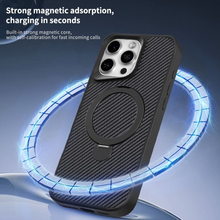 Funda para teléfono iPhone 11 Pro con soporte Magsafe 360 y textura de fibra de carbono (Morado)
